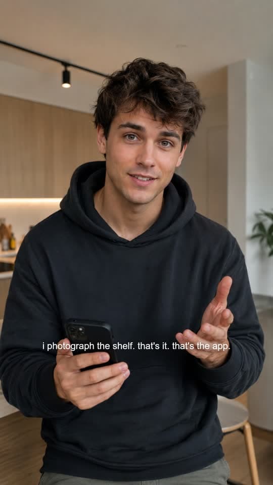 A vertical UGC ad exported from VectorStudio, with its caption burned in.